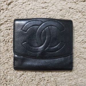 Authentic Chanel Mini CC logo sheepskin leather